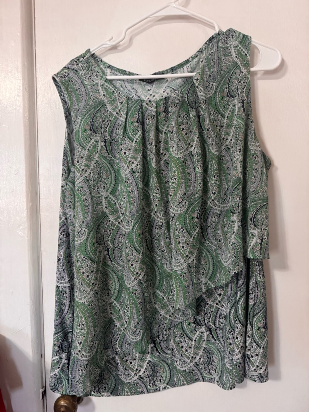 Roz & Ali Green Paisley Sleeveless Tank Top